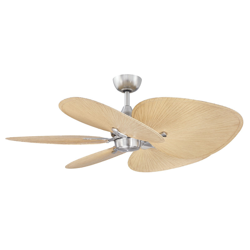 Fanimation Islander DC 52in 5-Blade Smart Ceiling Fan | Brushed Nickel and Natural Wide Oval Composite Blades | Covered Patio | Model FPD3250BN-52WON