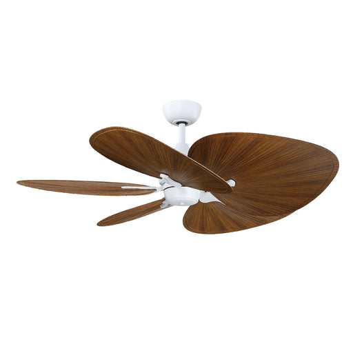 Fanimation Islander DC 52in 5-Blade Smart Ceiling Fan | Matte White and Koa Wide Oval Composite Blades | Covered Patio | Model FPD3250MW-52WOK