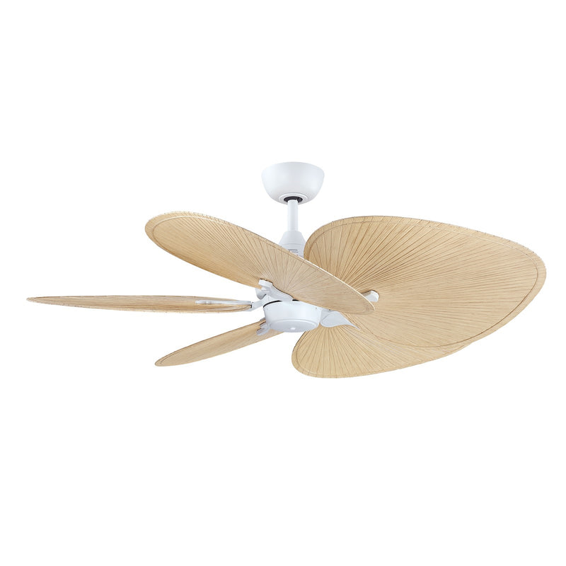Fanimation Islander DC 52in 5-Blade Smart Ceiling Fan | Matte White and Natural Composite | Covered Patio & Bedroom | Model FPD3250MW-52WON