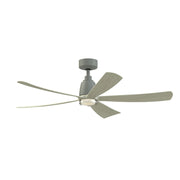 Fanimation Kute5 52in 5-Blade Smart Ceiling Fan with LED Light | Antique Graphite and Light Oak Composite | Covered Patio | Model FPD5534AGP-DWLK
