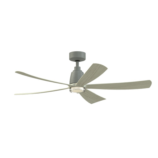Fanimation Kute5 52in 5-Blade Smart Ceiling Fan with LED Light | Antique Graphite and Light Oak Composite | Covered Patio | Model FPD5534AGP-DWLK