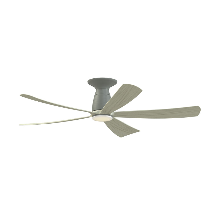 Fanimation Kute5 52in 1-Light Flush Mount Smart Ceiling Fan | Antique Graphite and Light Oak Composite Blades | Bedrooms | Model FPD5534AGP-LK-F