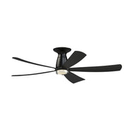 Fanimation Kute5 52in 1-Light Flush Mount Smart Ceiling Fan | Black and Black Composite Blades | Bedrooms & Covered Patios | Model FPD5534BL-DWLK-F