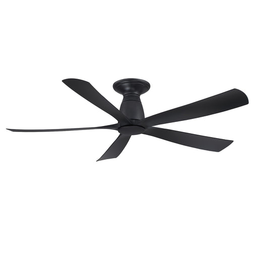 Fanimation Kute5 52in Flush Mount Smart Ceiling Fan | Black and Black Composite Blades | Bedrooms & Covered Patios | Model FPD5534BL-F