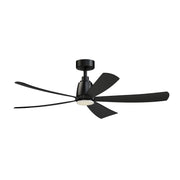 Fanimation Kute5 52in Smart Ceiling Fan | Matte Black and Opal Frosted Glass | Living Room & Covered Patio | 52 x 52 x 13.78 in | Model FPD5534BL-LK