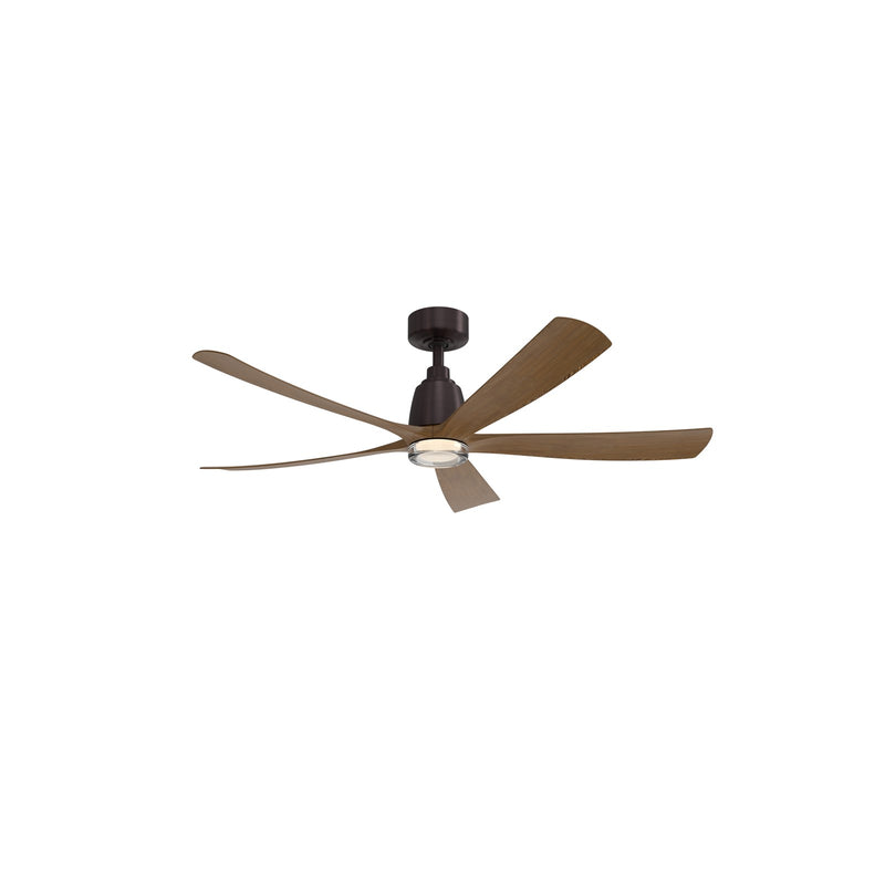Fanimation Kute5 52in 5-Blade Ceiling Fan | Matte Black and Koa Composite Blades | Covered Patio & Bedroom | Model FPD5534BLK-DWLK