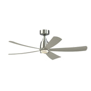 Fanimation Kute5 52in Smart Ceiling Fan | Brushed Nickel and Clear Glass | Living Room & Covered Patio | 52 x 52 x 13.8 in | Model FPD5534BN-DWLK