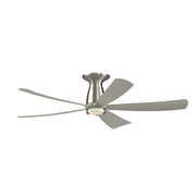 Fanimation Kute5 52in Flush Mount Smart Ceiling Fan | Modern Brushed Nickel and Clear Glass LED Light | Bedroom & Covered | Model FPD5534BN-DWLK-F