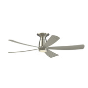 Fanimation Kute5 52in Flush Mount Smart Ceiling Fan | Modern Brushed Nickel and Opal Frosted Glass LED | Bedroom & Covered | Model FPD5534BN-KLK-F