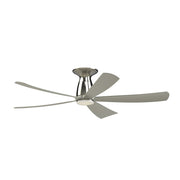 Fanimation Kute5 52in Flush 5-Blade Smart Ceiling Fan | Brushed Nickel and Opal Frosted Glass | Low Ceiling & Covered Patio | Model FPD5534BN-LK-F
