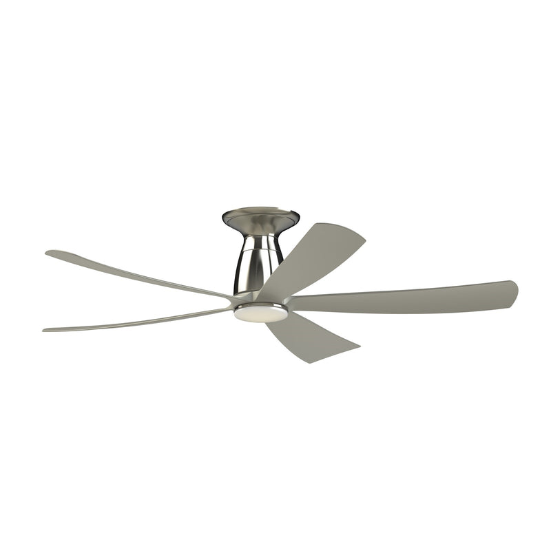 Fanimation Kute5 52in Flush 5-Blade Smart Ceiling Fan | Brushed Nickel and Opal Frosted Glass | Low Ceiling & Covered Patio | Model FPD5534BN-LK-F