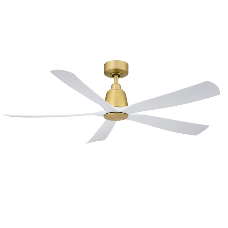 Fanimation Kute5 52in 5-Blade Ceiling Fan | Brushed Satin Brass and Matte White Composite Blades | Bedroom & Covered Patio | Model FPD5534BS