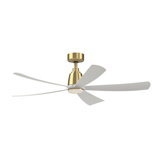 Fanimation Kute5 52in 1-Light Smart Ceiling Fan | Brushed Satin Brass and Matte White Composite | Covered Patio & Living Room | Model FPD5534BS-LK