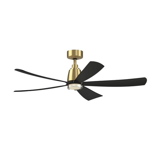 Fanimation Kute5 52in 5-Blade Smart Ceiling Fan | Brushed Satin Brass and Clear Glass | Living Room & Covered Patio | Model FPD5534BSBL-DWLK