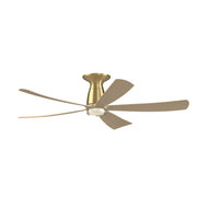 Fanimation Kute5 52in Flush 1-Light Smart Ceiling Fan | Contemporary Brushed Satin Brass and Clear Glass | Low Ceiling | Model FPD5534BSN-DWLK-F