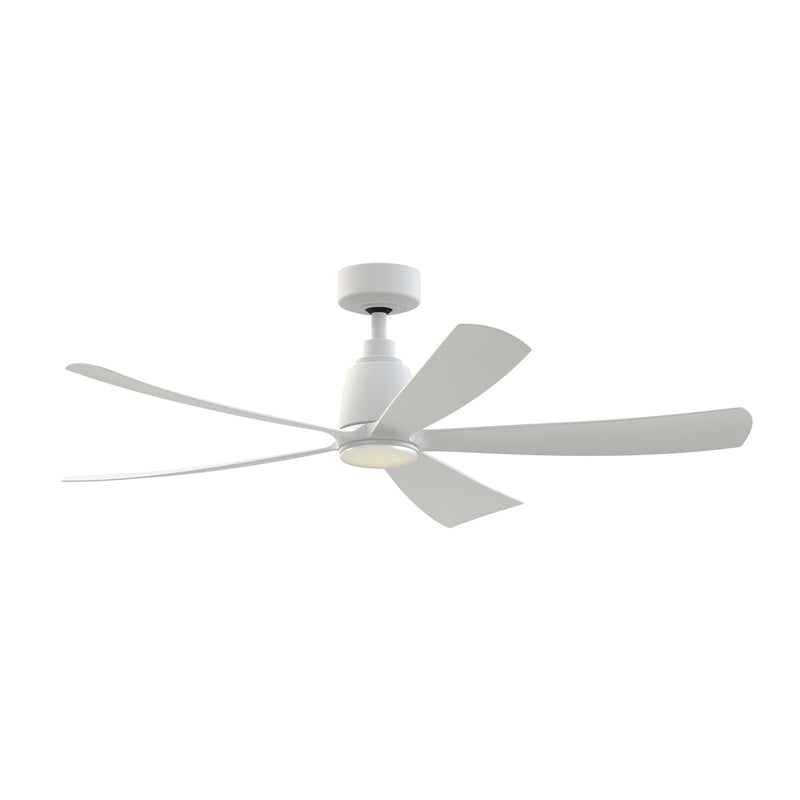 Fanimation Kute5 52in Smart Ceiling Fan with LED Light Kit | Matte White Composite Blades | Living Room & Covered Patio | Model FPD5534MW-LK