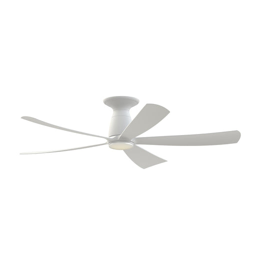Fanimation Kute5 52in Flush Smart Ceiling Fan with LED CCT Select Light Kit | Matte White and Opal Frosted Glass | Covered | Model FPD5534MW-LK-F
