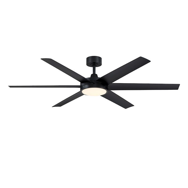 Fanimation Brawn 64in 6-Blade Ceiling Fan with LED Light Kit | Matte Black and Opal Frosted Glass | Covered Patio & Large Rooms | Model FPD6605BL