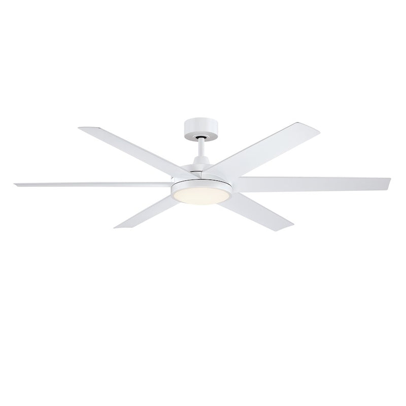 Fanimation Brawn 64in 6-Blade Ceiling Fan with LED Light Kit | Matte White and Opal Frosted Glass | Covered Patio & Large Rooms | Model FPD6605MW