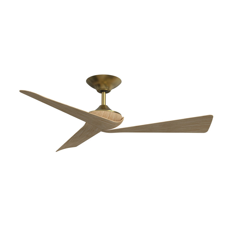 Fanimation Yogi 52in 3-Blade Smart Ceiling Fan | Satin Brass and Natural Composite Blades | Covered Patio & Bedroom | 4721 CFM, 6-Speed DC Motor | Model FPD6658BSN