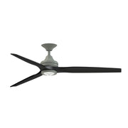 Fanimation Spitfire 64in Downrod Ceiling Fan with LED Light | Antique Graphite and Black | Covered Patio & Bedroom | Model FPD6721BAGP-64BL-LK