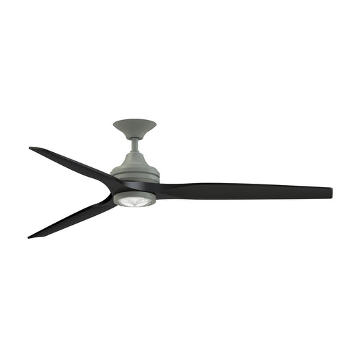 Fanimation Spitfire 64in Downrod Ceiling Fan with LED Light | Antique Graphite and Black | Covered Patio & Bedroom | Model FPD6721BAGP-64BL-LK