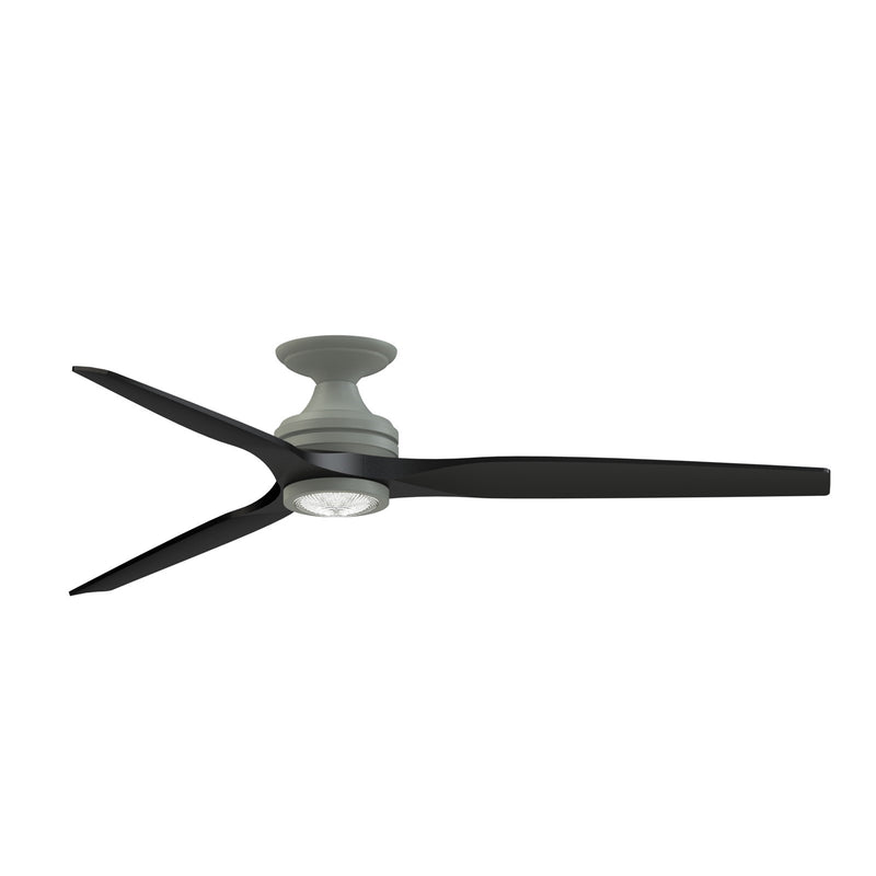 Fanimation Spitfire 64in Flush Ceiling Fan with LED Light | Antique Graphite and Black | Covered Patio & Bedroom | Model FPD6721BAGP-64BL-LK-F