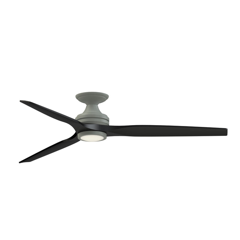 Fanimation Spitfire 64in Flush Ceiling Fan with LED Light | Antique Graphite and Black | Covered Patio & Bedroom | Model FPD6721BAGP-64BL-LK-F