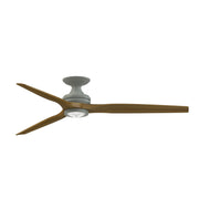 Fanimation Spitfire DC Custom 64in Flush Ceiling Fan | Antique Graphite and Koa Wood Blades | Covered Patio & Sunroom | Model FPD6721BAGP-64K-LK-F