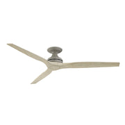Fanimation Spitfire DC Custom 64in Flush Mount Smart Ceiling Fan | Antique Graphite and Light Oak Buttonwood Blades | Model FPD6721BAGP-64LO-F