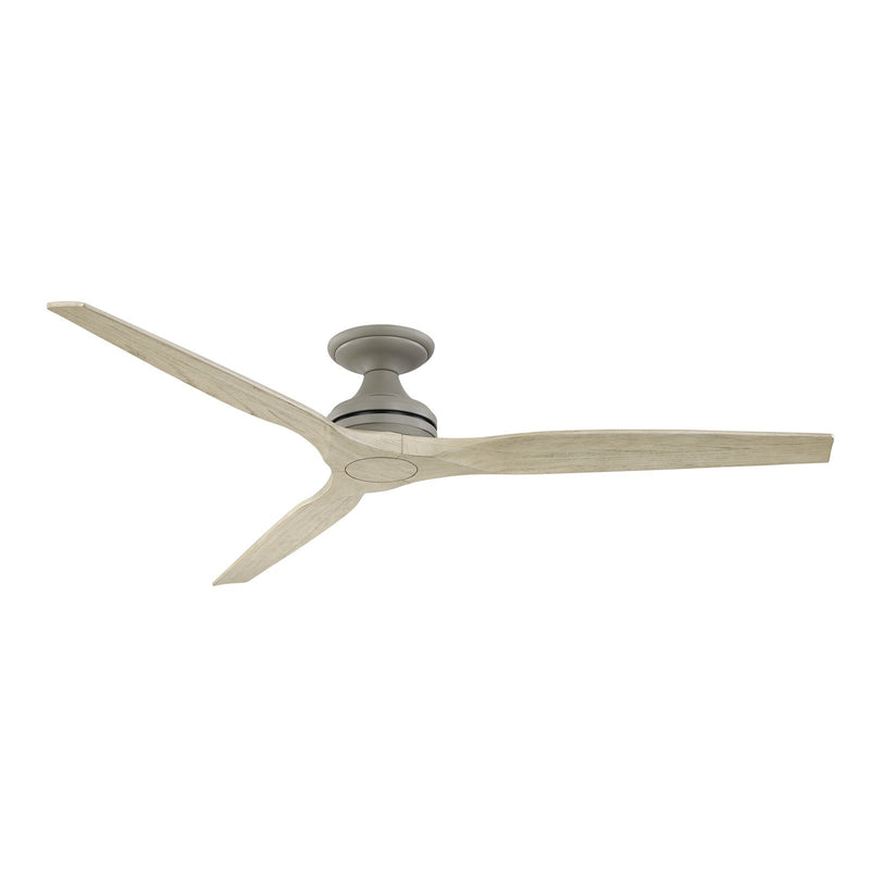 Fanimation Spitfire DC Custom 64in Flush Mount Smart Ceiling Fan | Antique Graphite and Light Oak Buttonwood Blades | Model FPD6721BAGP-64LO-F