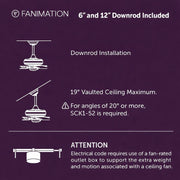 Fanimation Spitfire DC Custom 64in Smart Ceiling Fan with LED Light Kit | Antique Graphite and Light Oak Buttonwood | Model FPD6721BAGP-64LO-LK