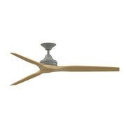 Fanimation Spitfire DC Custom 64in Smart Ceiling Fan | Antique Graphite and Natural Buttonwood Blades | Covered Patio | Model FPD6721BAGP-64N