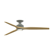 Fanimation Spitfire DC Custom 64in Flush Smart Ceiling Fan with LED Light Kit | Antique Graphite and Natural Buttonwood | Model FPD6721BAGP-64N-LK-F