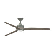 Fanimation Spitfire DC Custom 64in Downrod Smart Ceiling Fan with LED Light Kit | Antique Graphite and Weathered Wood | Model FPD6721BAGP-64WE-LK