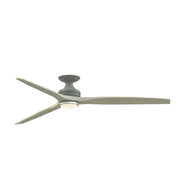 Fanimation Spitfire DC Custom 72in Flush Ceiling Fan | Antique Graphite and Light Oak Blades | Covered Patio & Living | Model FPD6721BAGP-72LO-DWLK-F