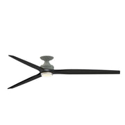 Fanimation Spitfire 84in Flush Smart Ceiling Fan with LED Light Kit | Antique Graphite and Black | Covered Patio | Model FPD6721BAGP-84BL-DWLK-F