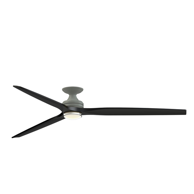 Fanimation Spitfire 84in Flush Smart Ceiling Fan with LED Light Kit | Antique Graphite and Black | Covered Patio | Model FPD6721BAGP-84BL-DWLK-F