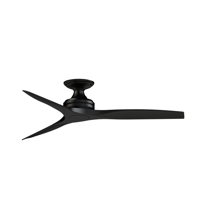 Fanimation Spitfire 54in Flush Ceiling Fan | Matte Black and Black Buttonwood Blades | Covered Patio & Bedroom | Model FPD6721BBL-54BL-F