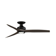 Fanimation Spitfire DC Custom 54in Flush Mount Smart Ceiling Fan with LED Light | Black and Dark Walnut | Covered Patio | Model FPD6721BBL-54DWA-LK-F