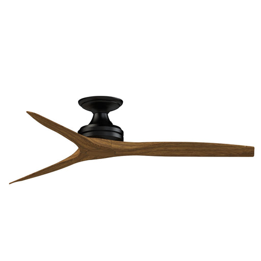 Fanimation Spitfire DC Custom 54in Flush Ceiling Fan | Black and Koa Wood Blades | Covered Patio & Living Room | Model FPD6721BBL-54K-F