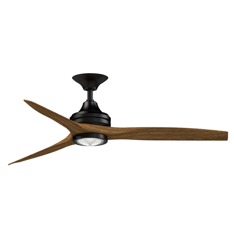 Fanimation Spitfire DC Custom 54in 1-Light Ceiling Fan | Black and Koa Wood Blades | Covered Patio & Living Room | Model FPD6721BBL-54K-LK