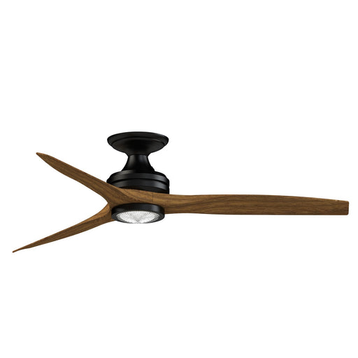 Fanimation Spitfire DC Custom 54in Flush Ceiling Fan | Black and Koa Blades | Covered Patio & Living Room | Model FPD6721BBL-54K-LK-F