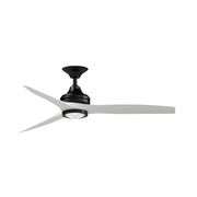 Fanimation Spitfire DC Custom 54in Downrod Smart Ceiling Fan with LED Light | Black and Matte White Buttonwood | Covered | Model FPD6721BBL-54MW-LK