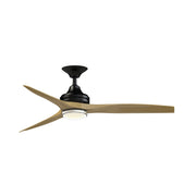 Fanimation Spitfire DC Custom 54in 1-Light Ceiling Fan | Black and Natural Buttonwood | Covered Patio & Living Room | Model FPD6721BBL-54N-DWLK