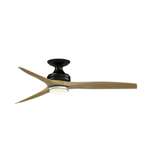 Fanimation Spitfire DC Custom 54in Flush 1-Light Ceiling Fan | Black and Natural Buttonwood | Covered Patio & Living | Model FPD6721BBL-54N-DWLK-F