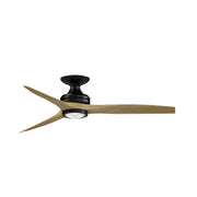 Fanimation Spitfire DC Custom 54in Flush Mount Smart Ceiling Fan | Black and Natural Buttonwood | Indoor & Covered | Model FPD6721BBL-54N-LK-F