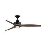 Fanimation Spitfire DC Custom 54in Downrod Ceiling Fan with LED | Matte Black and Whiskey Wood | Covered Patio & Bedroom | Model FPD6721BBL-54WK-LK