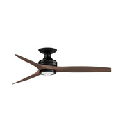 Fanimation Spitfire DC Custom 54in Flush Ceiling Fan with LED | Matte Black and Whiskey Wood | Covered Patio & Bedroom | Model FPD6721BBL-54WK-LK-F