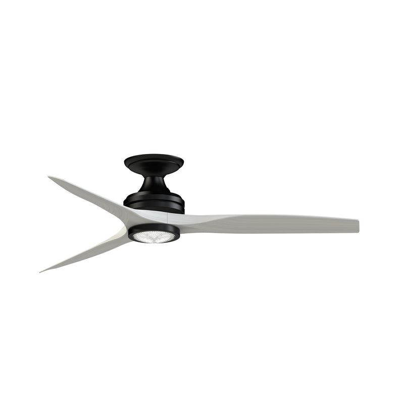 Fanimation Spitfire 54in 1-Light Ceiling Fan | Modern Black and White Washed Buttonwood | Covered Patio & Living Room | Model FPD6721BBL-54WW-LK-F
